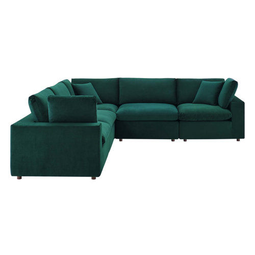 Modway Commix Down Filled Overstuffed Velvet 5Piece Sectional Sofa by